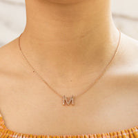 Rose Gold Plated Initial Necklace Letter M Created with Zircondia® Crystals
