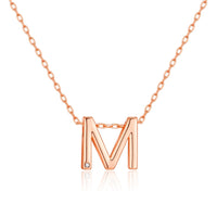 Rose Gold Plated Initial Necklace Letter M Created with Zircondia® Crystals