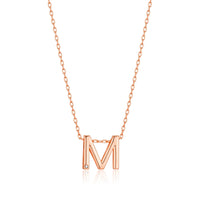 Rose Gold Plated Initial Necklace Letter M Created with Zircondia® Crystals