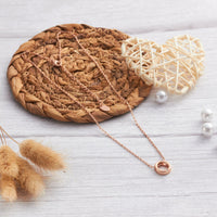 Rose Gold Plated Initial Necklace Letter O Created with Zircondia® Crystals