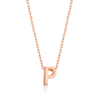Rose Gold Plated Initial Necklace Letter P Created with Zircondia® Crystals