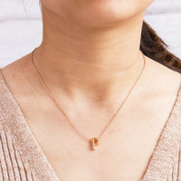 Rose Gold Plated Initial Necklace Letter P Created with Zircondia® Crystals