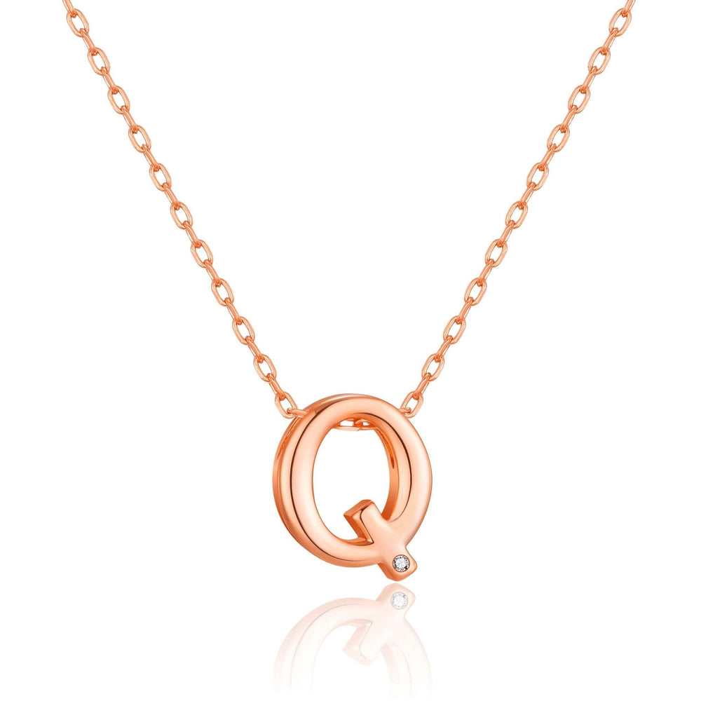 Rose Gold Plated Initial Necklace Letter Q Created with Zircondia® Crystals