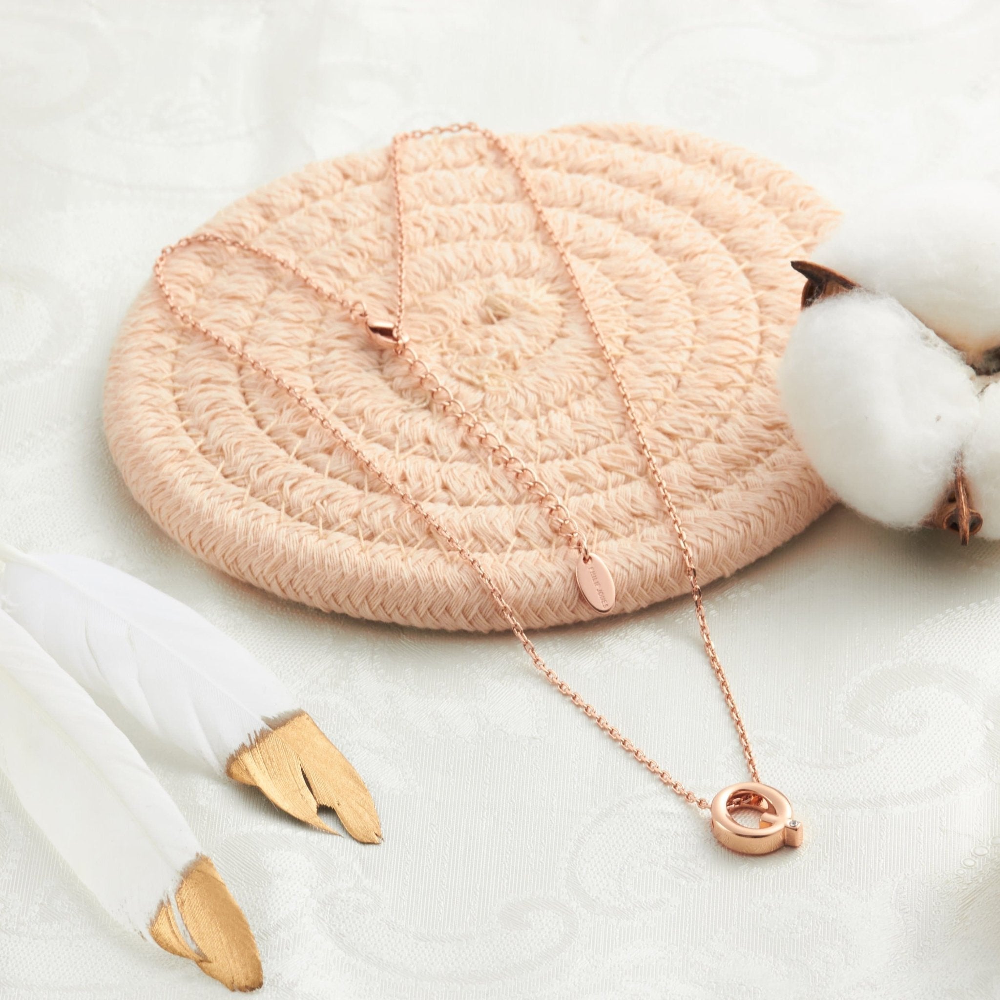 Rose Gold Plated Initial Necklace Letter Q Created with Zircondia® Crystals