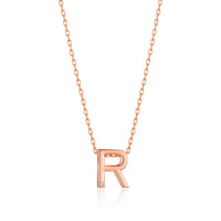 Rose Gold Plated Initial Necklace Letter R Created with Zircondia® Crystals