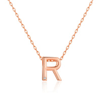 Rose Gold Plated Initial Necklace Letter R Created with Zircondia® Crystals