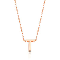 Rose Gold Plated Initial Necklace Letter T Created with Zircondia® Crystals