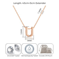 Rose Gold Plated Initial Necklace Letter U Created with Zircondia® Crystals