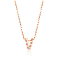 Rose Gold Plated Initial Necklace Letter V Created with Zircondia® Crystals