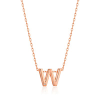 Rose Gold Plated Initial Necklace Letter W Created with Zircondia® Crystals