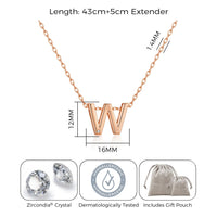 Rose Gold Plated Initial Necklace Letter W Created with Zircondia® Crystals