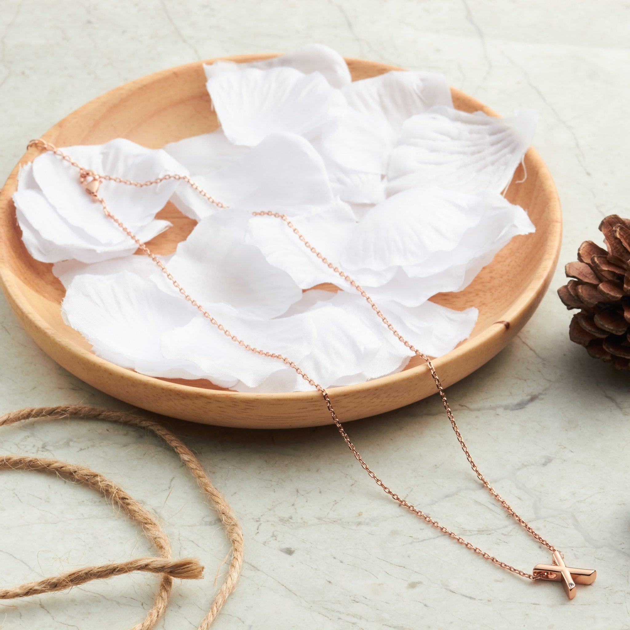 Rose Gold Plated Initial Necklace Letter X Created with Zircondia® Crystals