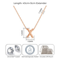 Rose Gold Plated Initial Necklace Letter X Created with Zircondia® Crystals
