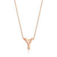 Rose Gold Plated Initial Necklace Letter Y Created with Zircondia® Crystals