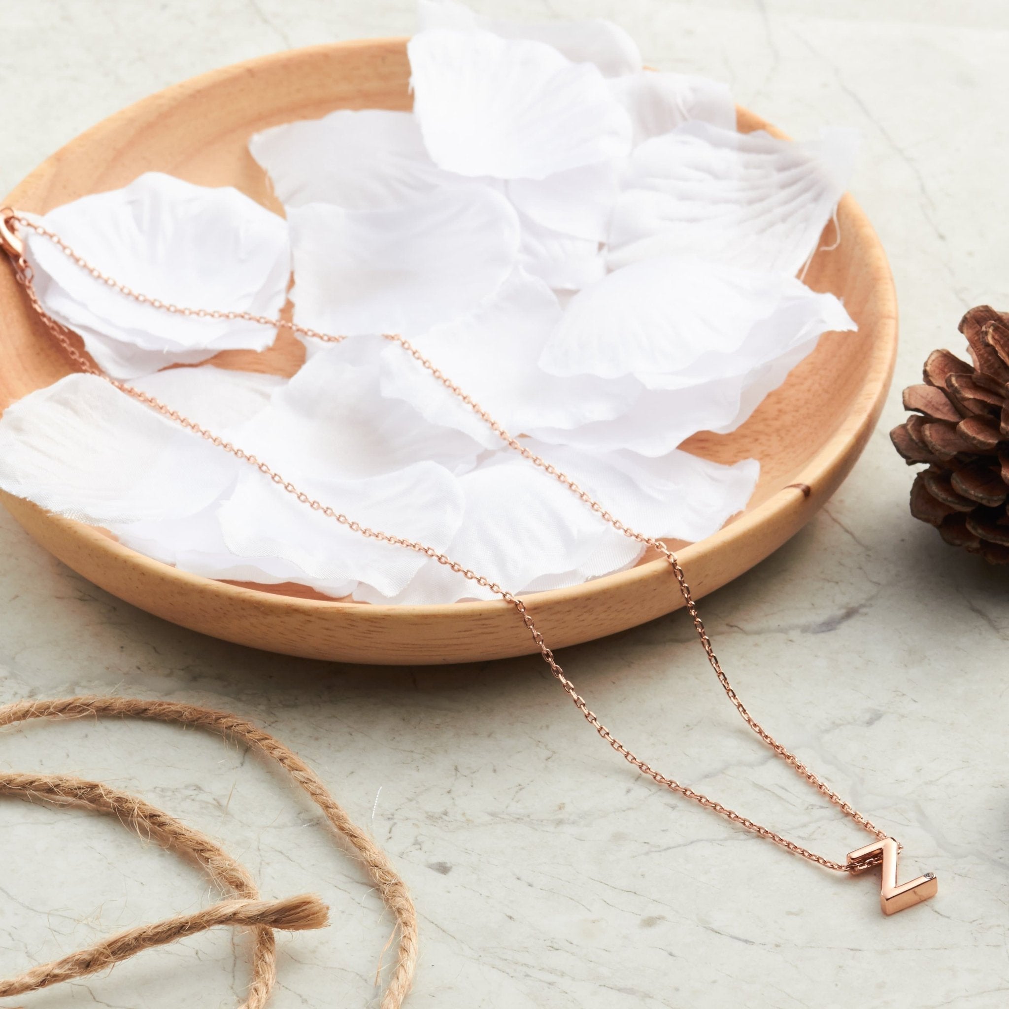 Rose Gold Plated Initial Necklace Letter Z Created with Zircondia® Crystals