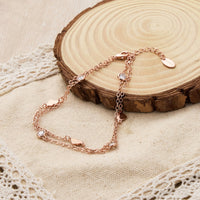Rose Gold Plated Layered Heart Anklet Created with Zircondia® Crystals