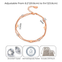 Rose Gold Plated Layered Heart Anklet Created with Zircondia® Crystals