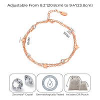 Rose Gold Plated Layered Star Anklet Created with Zircondia® Crystals