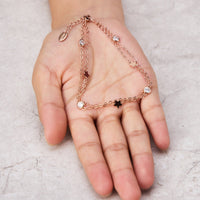 Rose Gold Plated Layered Star Anklet Created with Zircondia® Crystals