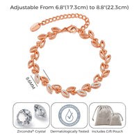 Rose Gold Plated Leaf Bracelet Created With Crystals From Zircondia®
