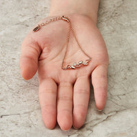 Rose Gold Plated Leaf Chain Bracelet Created with Zircondia® Crystals