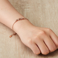Rose Gold Plated Leaf Chain Bracelet Created with Zircondia® Crystals