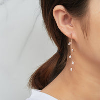 Rose Gold Plated Leaf Dangle Earrings Created with Zircondia® Crystals