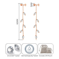 Rose Gold Plated Leaf Dangle Earrings Created with Zircondia® Crystals