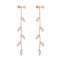 Rose Gold Plated Leaf Dangle Earrings Created with Zircondia® Crystals