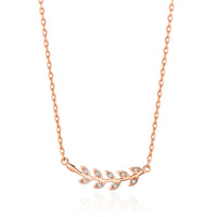 Rose Gold Plated Leaf Necklace Created with Zircondia® Crystals