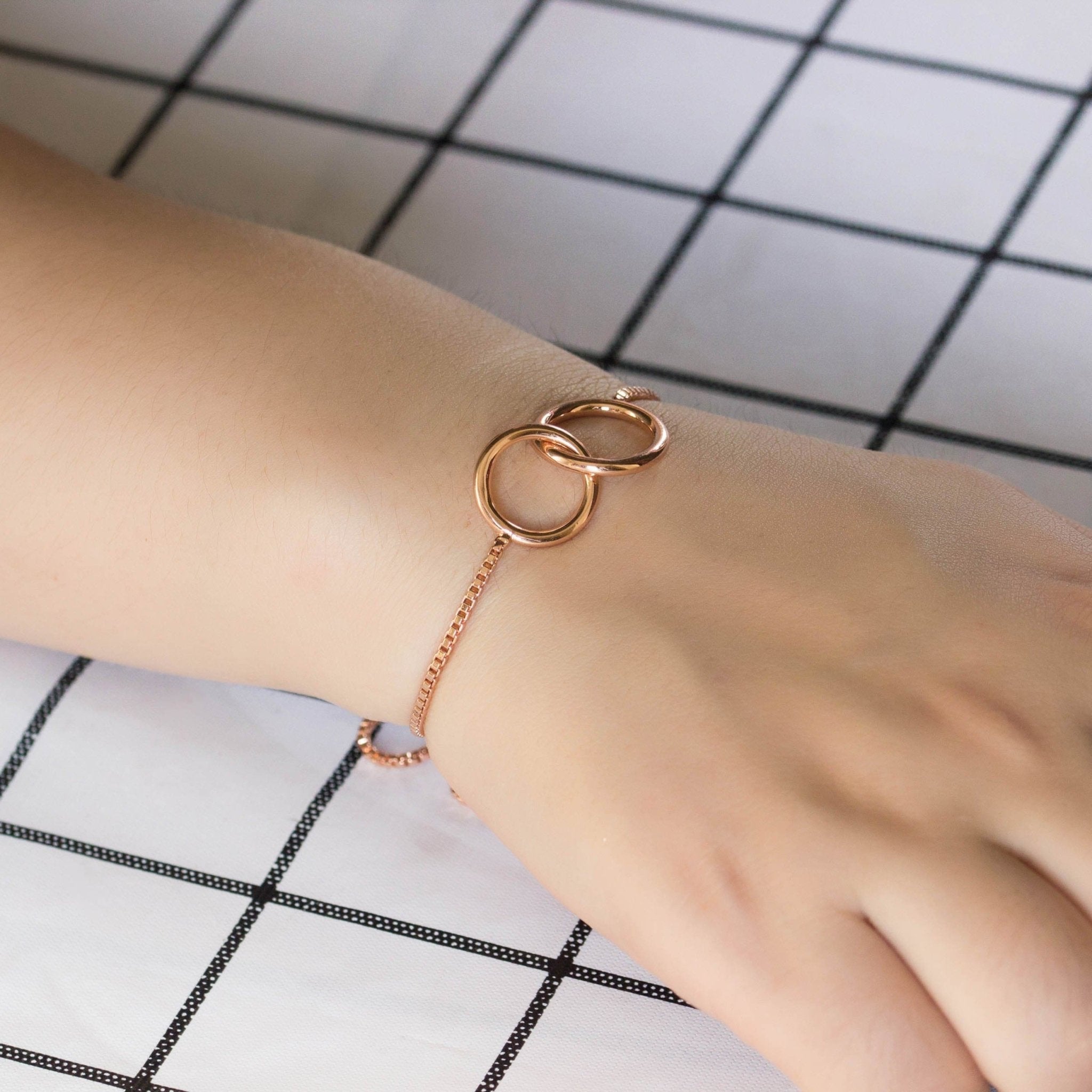 Rose Gold Plated Link Friendship Bracelet Created with Zircondia® Crystals