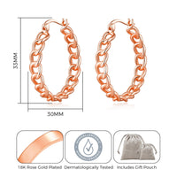 Rose Gold Plated Link Hoop Earrings