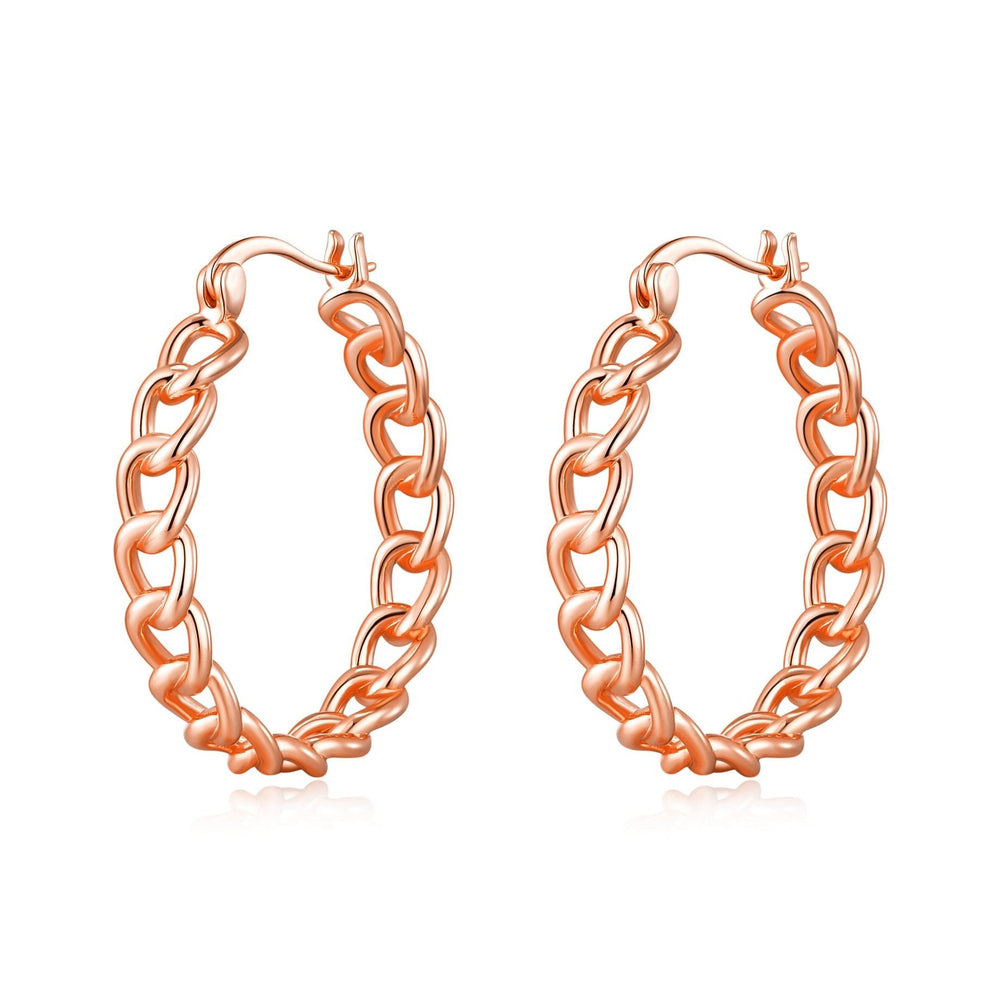 Rose Gold Plated Link Hoop Earrings