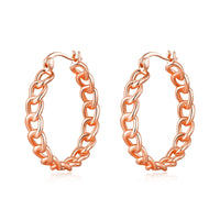 Rose Gold Plated Link Hoop Earrings