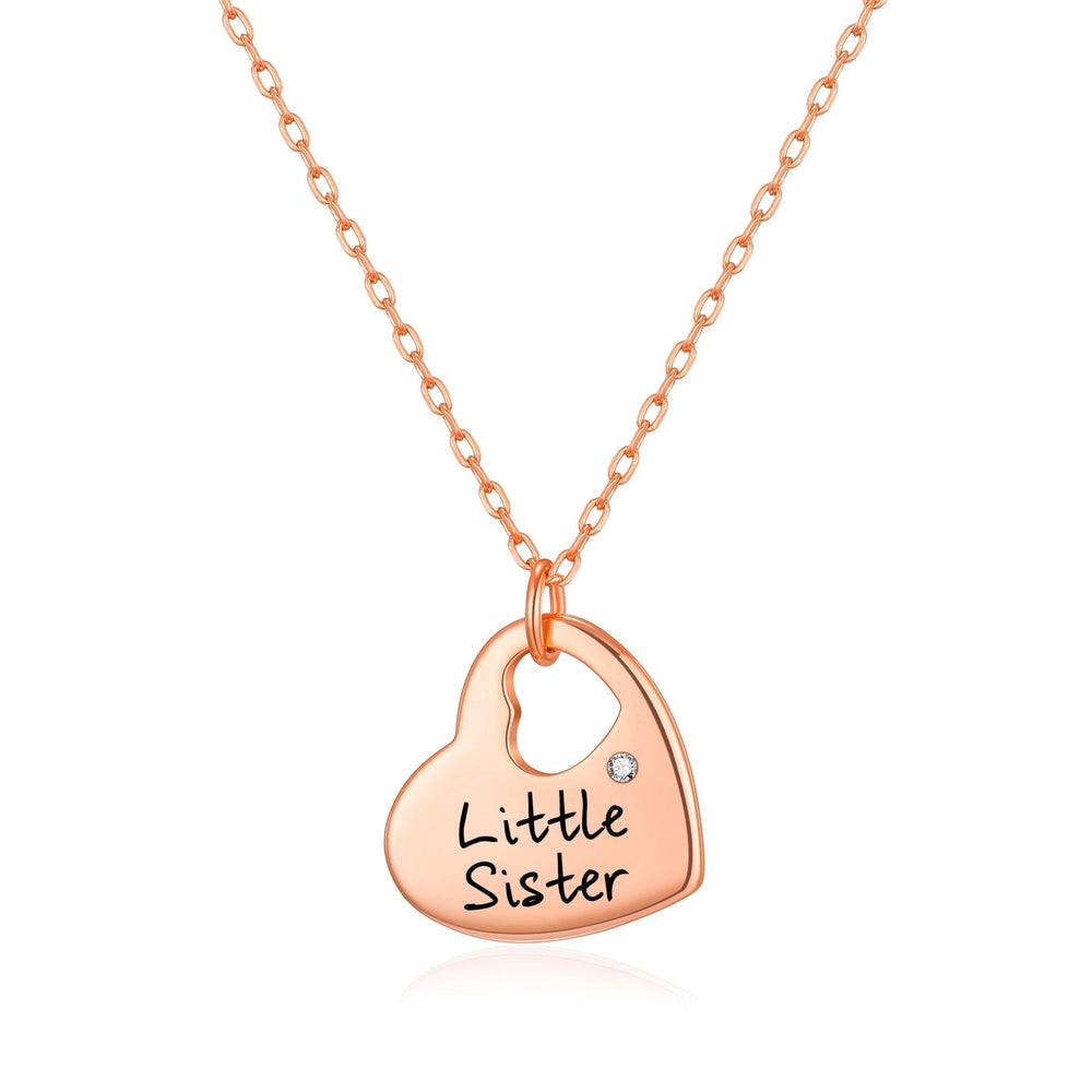 Rose Gold Plated Little Sister Heart Necklace Created with Zircondia® Crystals