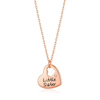 Rose Gold Plated Little Sister Heart Necklace Created with Zircondia® Crystals