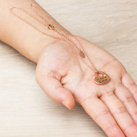 Rose Gold Plated Middle Sister Heart Necklace Created with Zircondia® Crystals