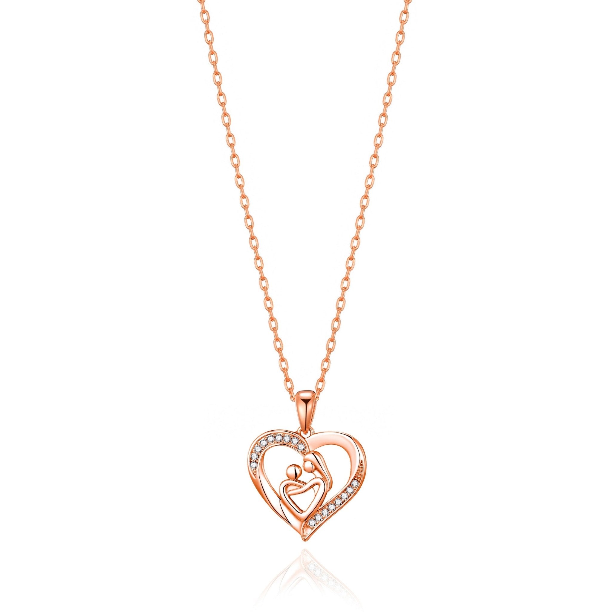 Rose Gold Plated Mother And Child Necklace Created with Zircondia® Crystals