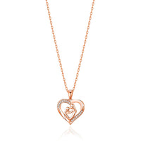 Rose Gold Plated Mother And Child Necklace Created with Zircondia® Crystals