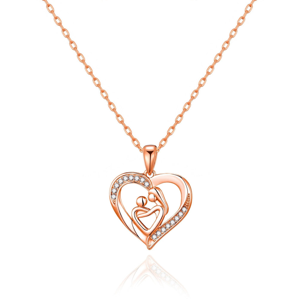 Rose Gold Plated Mother And Child Necklace Created with Zircondia® Crystals