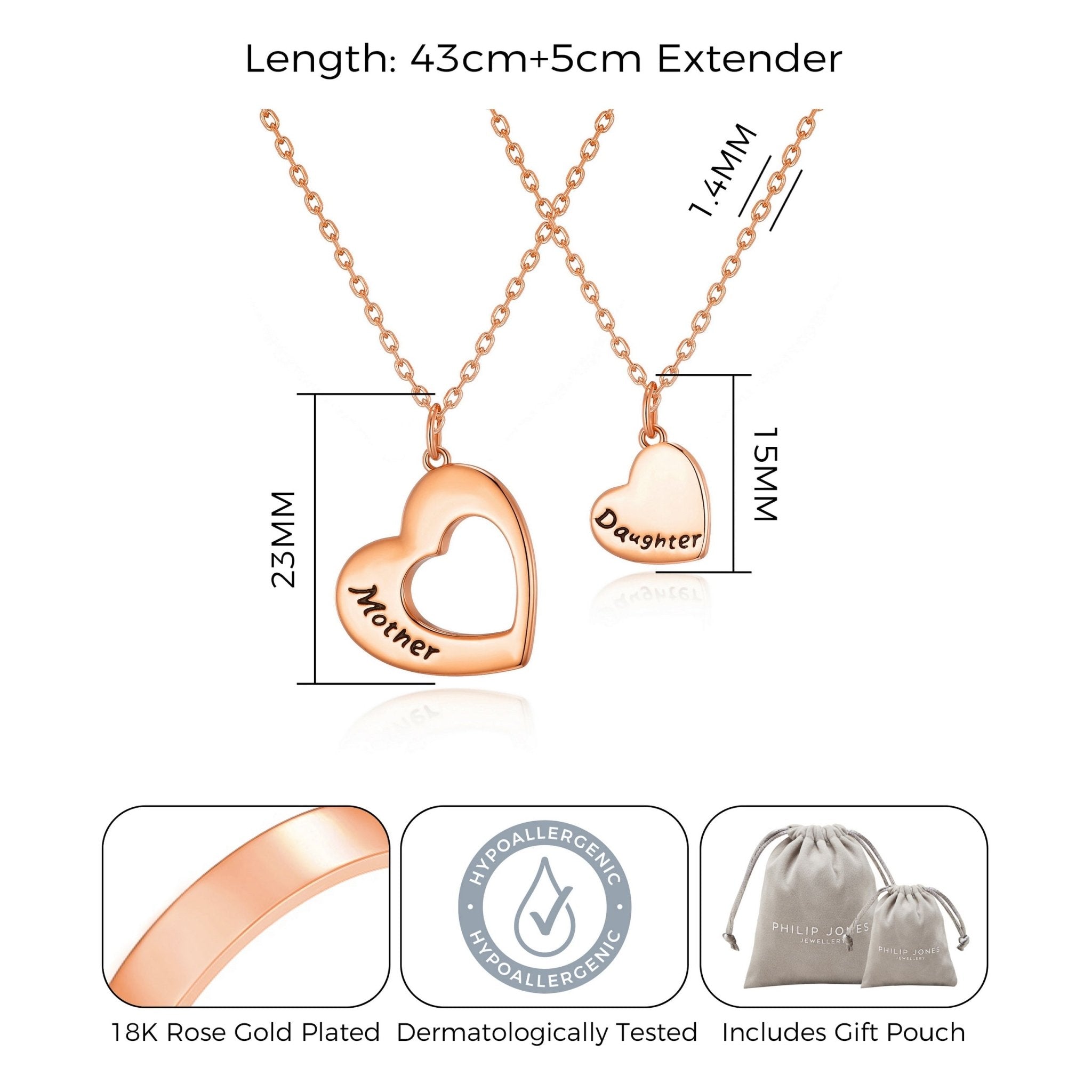 Rose Gold Plated Mother and Daughter Necklace Set