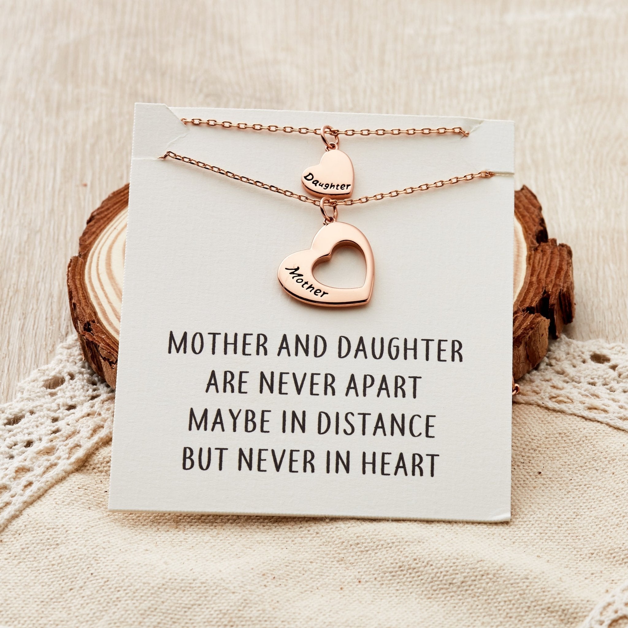 Rose Gold Plated Mother and Daughter Necklace Set with Quote Card
