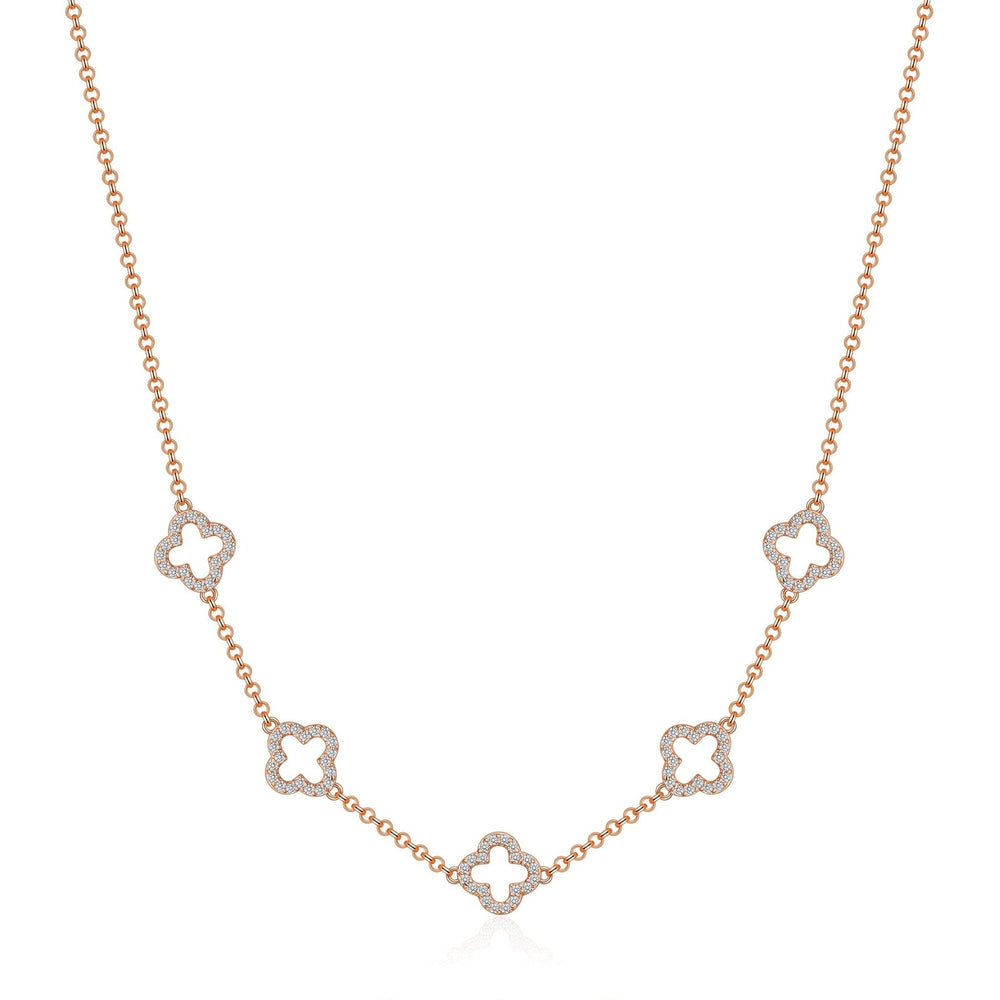 Rose Gold Plated Multi Clover Necklace Created with Zircondia® Crystals