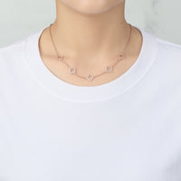 Rose Gold Plated Multi Clover Necklace Created with Zircondia® Crystals