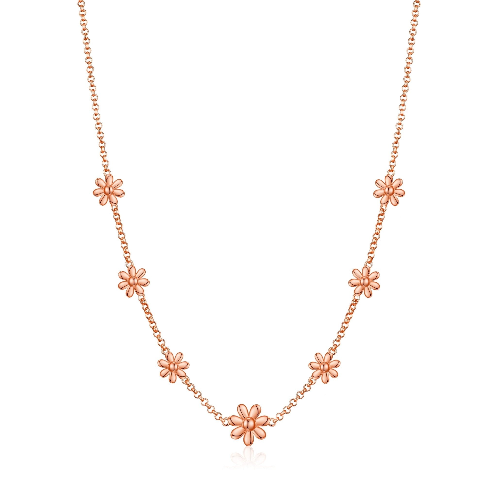 Rose Gold Plated Multi Daisy Necklace