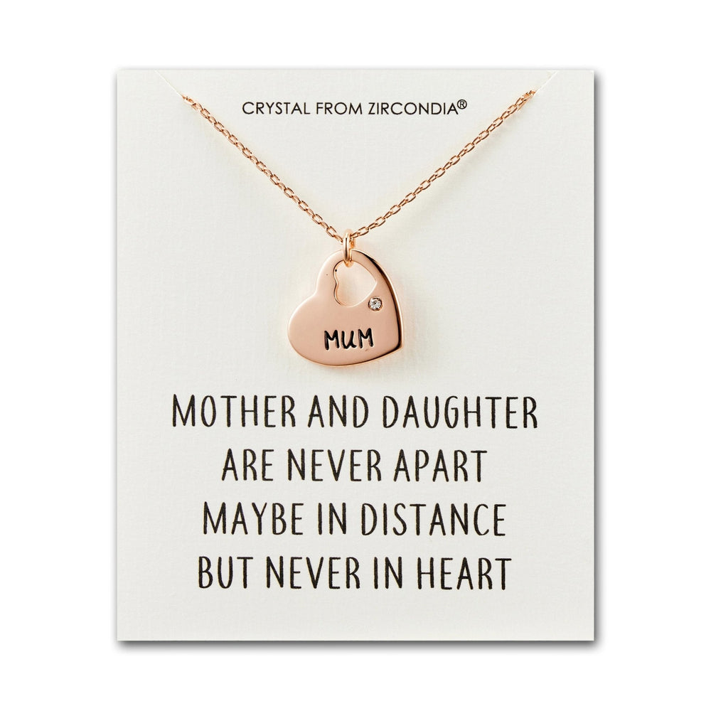Rose Gold Plated Mum and Daughter Quote Heart Necklace Created with Zircondia® Crystals