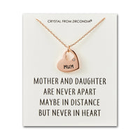 Rose Gold Plated Mum and Daughter Quote Heart Necklace Created with Zircondia® Crystals