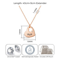Rose Gold Plated Mum Heart Necklace with Quote Card Created with Zircondia® Crystals