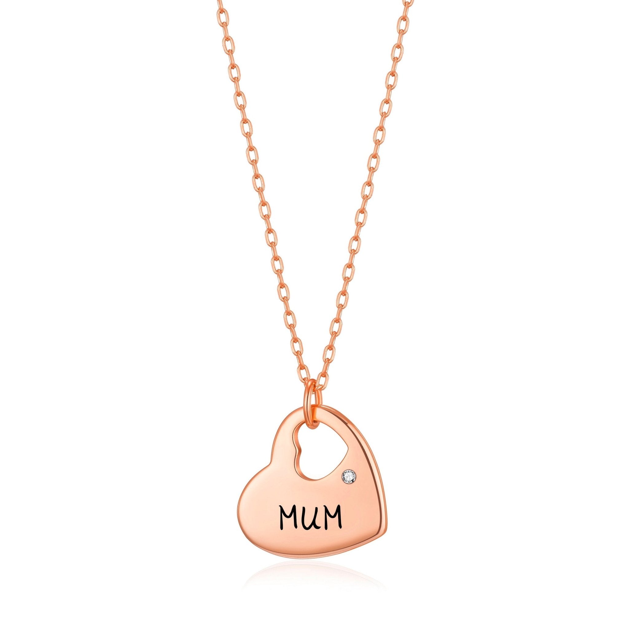 Rose Gold Plated Mum Heart Necklace with Quote Card Created with Zircondia® Crystals