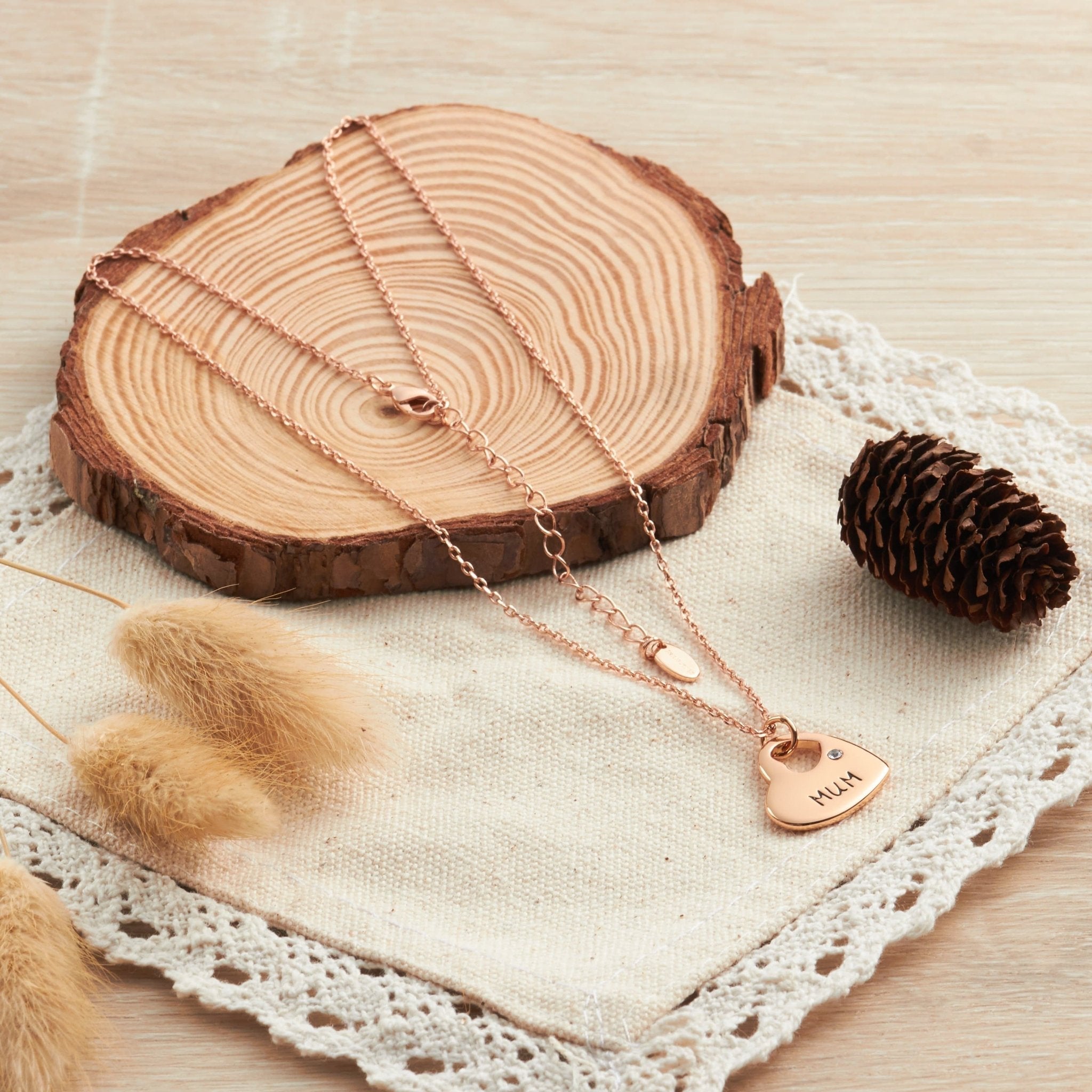 Rose Gold Plated Mum Heart Necklace with Quote Card Created with Zircondia® Crystals